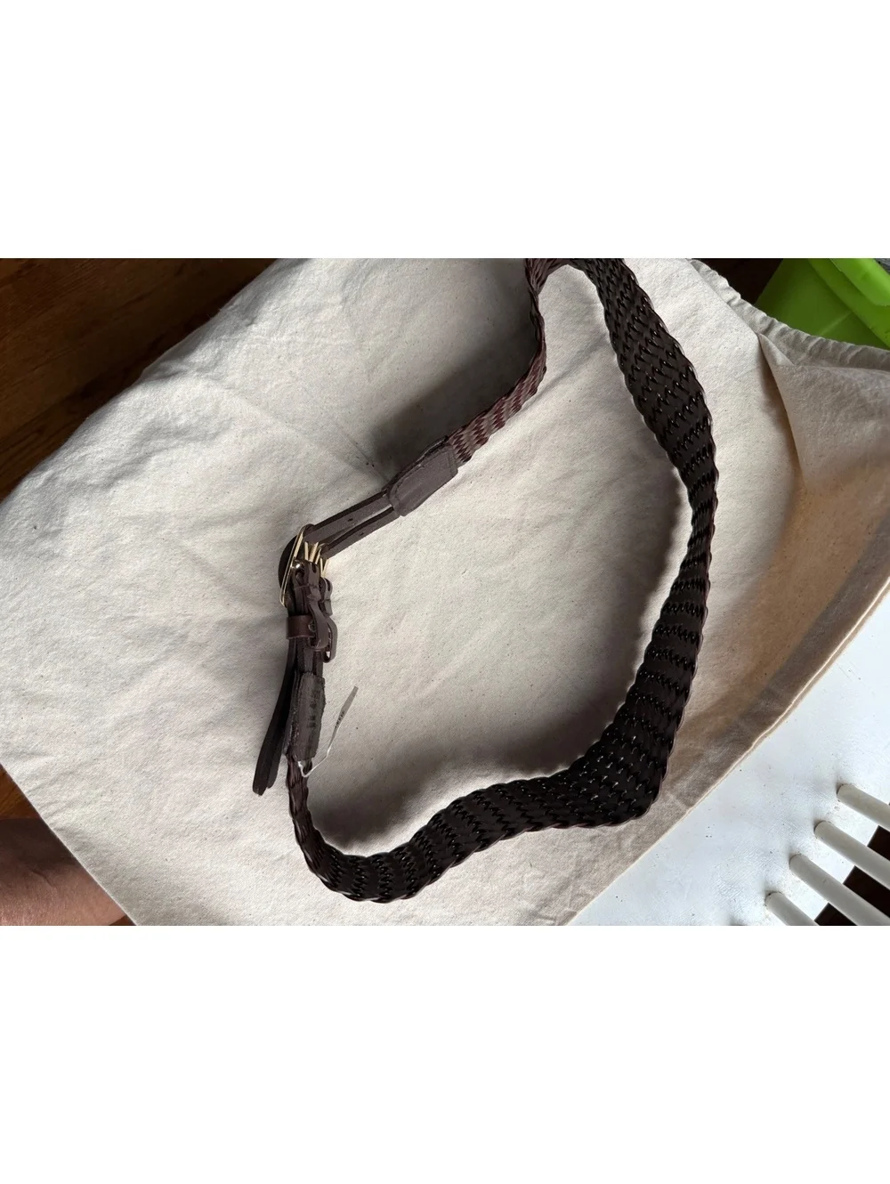 Talbots Brown Woven Leather Adjustable Belt Size Small